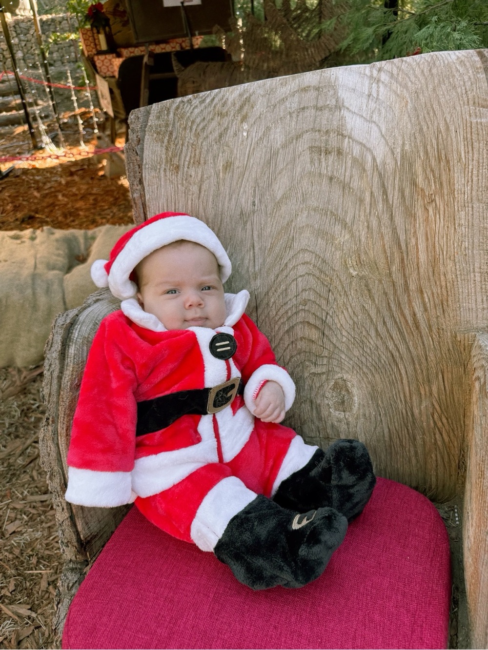 Baby Santa Claus Plush Footed Christmas Costume One Piece - Picture 3 of 8
